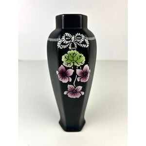 Shelley Violette‎ Bud Vase England Black Art Pottery Hexagonal 6.5"